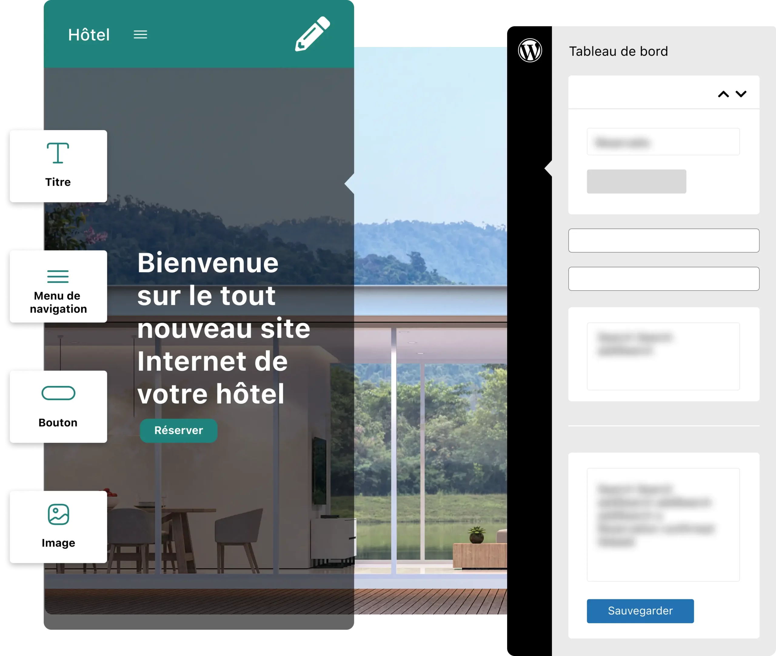 Interface du créateur de site web hôtelier avec outils de personnalisation