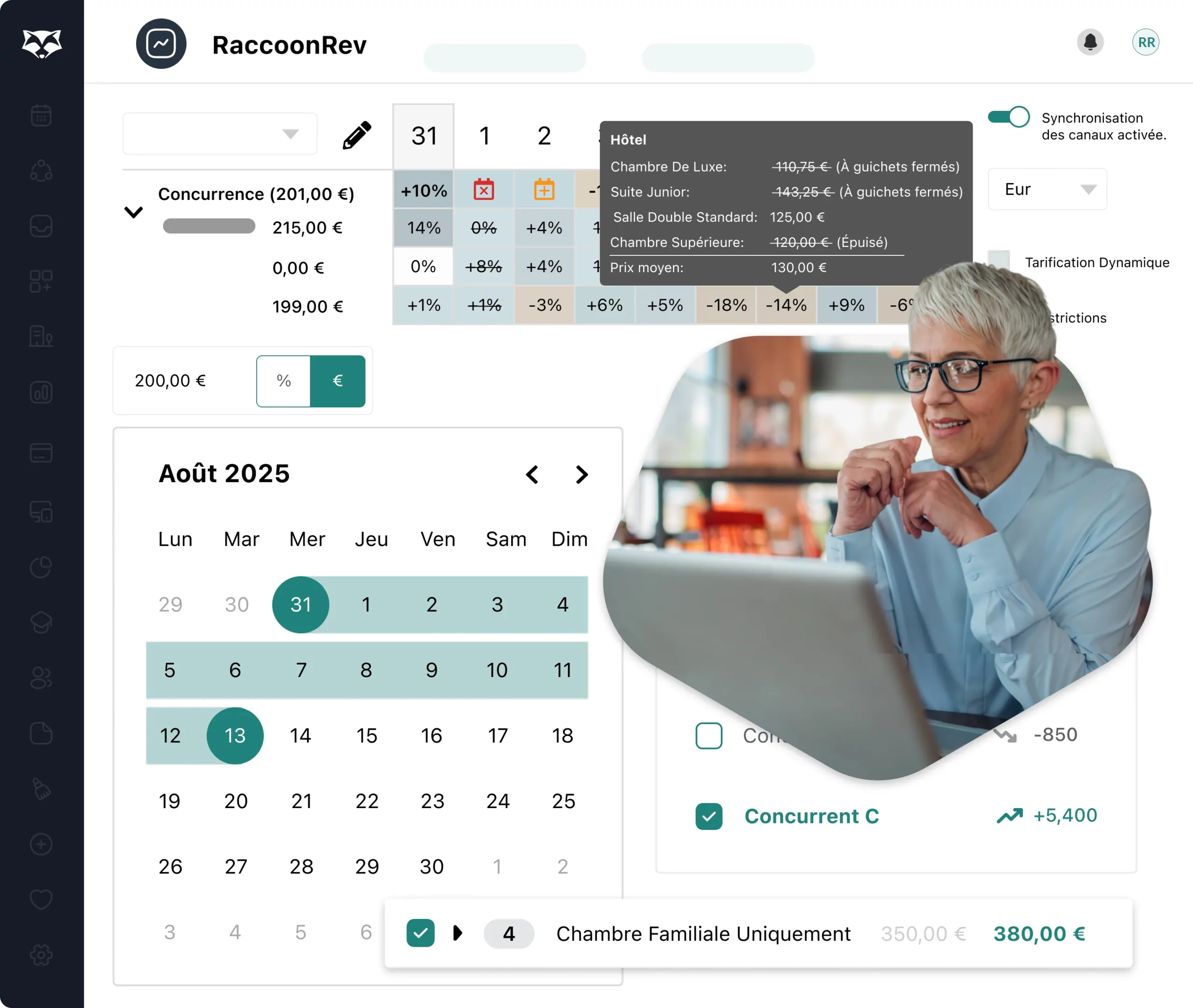 Tableau de Tarification Dynamique RoomRaccoon RaccoonRev pour Hôtels